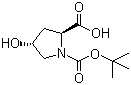 structure of CAS# 13726-69-7, Boc-L-Hydroxyproline;trans-N-(tert-Butoxycarbonyl)-4-hydroxy-L-proline; Boc-Hyp-OH