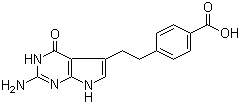 structure of CAS# 137281-39-1, 4-[2-(2-Amino-4,7-dihydro-4-oxo-1H-pyrrol[2,3-d]pyrimidin-5-yl)ethyl]benzoic acid