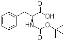 structure of CAS# 13734-34-4, N-(tert-Butoxycarbonyl)-L-phenylalanine;N-[(1,1-Dimethylethoxy)carbonyl]-L-phenylalanine; Boc-L-phenylalanine; Boc-Phe-OH