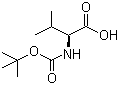 结构式 CAS# 13734-41-3, Boc-L-缬氨酸; N-叔丁氧羰基-L-缬氨酸; (S)-2-(叔丁氧基羰基-氨基)-3-甲基丁酸