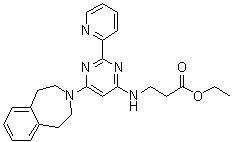structure of CAS# 1373423-53-0, N-[2-(2-Pyridinyl)-6-(1,2,4,5-tetrahydro-3H-3-benzazepin-3-yl)-4-pyrimidinyl]-beta-alanine ethyl ester