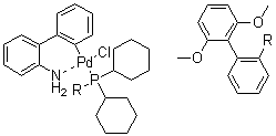 结构式 CAS# 1375325-64-6, (2-二环己基膦基-2',6'-二甲氧基联苯)(2'-氨基联苯-2-基)氯化钯
