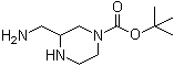 结构式 CAS# 1376099-80-7, 3-(氨基甲基)-1-哌嗪羧酸叔丁酯