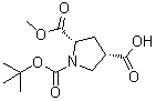 结构式 CAS# 1378388-35-2, (3S,5S)-1-(叔丁氧羰基)-5-(甲氧羰基)吡咯烷-3-羧酸