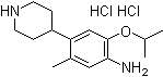 structure of CAS# 1380575-45-0, 5-Methyl-2-(1-methylethoxy)-4-(4-piperidinyl)benzenamine hydrochloride (1:2)
