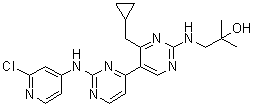 structure of CAS# 1383716-33-3, 1-[[2-[(2-Chloro-4-pyridinyl)amino]-4'-(cyclopropylmethyl)[4,5'-bipyrimidin]-2'-yl]amino]-2-methyl-2-propanol