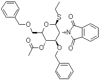 Ethyl 2-deoxy-2-(1,3-dihydro-1,3-dioxo-2H-isoindol-2-yl)-3,6-bis-O-(phenylmethyl)-1-thio-beta-D-glucopyranoside 4-acetate molecular structure (CAS 138730-66-2)