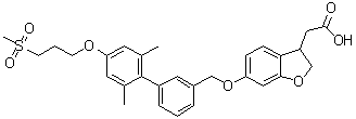 6-[[2',6'-Dimethyl-4'-[3-(methylsulfonyl)propoxy][1,1'-biphenyl]-3-yl]methoxy]-2,3-dihydro-3-benzofuranacetic acid molecular structure (CAS 1390641-84-5)
