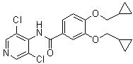 结构式 CAS# 1391052-24-6, 3,4-二(环丙基甲氧基)-N-(3,5-二氯-4-吡啶基)苯甲酰胺