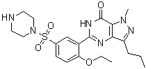 structure of CAS# 139755-82-1, N-Desmethylsildenafil;N-[3-(6,7-Dihydro-1-methyl-7-oxo-3-propyl-1H-pyrazolo[4,3-d]pyrimidin-5-yl)-4-ethoxybenzene-1-sulfonyl]piperazine; UK 103320