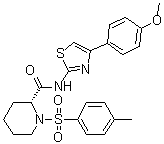 结构式 CAS# 1401242-74-7, (2R)-N-[4-(4-甲氧基苯基)-2-噻唑基]-1-[(4-甲基苯基)磺酰基]-2-哌啶甲酰胺