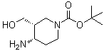 structure of CAS# 1402249-02-8, (3R,4S)-rel-4-Amino-3-(hydroxymethyl)-1-piperidinecarboxylic acid 1,1-dimethylethyl ester