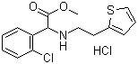 structure of CAS# 141109-19-5, D-(+)-Methyl-alpha-(2-thienylethamino)(2-chlorophenyl)acetate hydrochloride