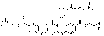 结构式 CAS# 1414469-59-2, 2,2',2'-[1,3,5-三嗪-2,4,6-三基三(氧基-4,1-亚苯基羰基氧基)]三[N,N,N-三甲基碘乙铵]