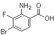结构式 CAS# 1416013-62-1, 2-氨基-4-溴-3-氟苯甲酸