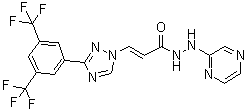 结构式 CAS# 1421923-86-5, (2E)-3-[3-[3,5-二(三氟甲基)苯基]-1H-1,2,4-三唑-1-基]-2-丙烯酸 2-(2-吡嗪基)酰肼