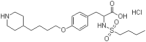 结构式 CAS# 142373-60-2, 盐酸替罗非班; N-(正丁基磺酰基)-O-[4-(4-哌啶基)丁基]-L-酪氨酸盐酸盐