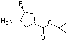 structure of CAS# 1431720-86-3, (3R,4S)-rel-3-Amino-4-fluoro-1-pyrrolidinecarboxylic acid 1,1-dimethylethyl ester;(cis)-tert-Butyl 3-amino-4-fluoropyrrolidine-1-carboxylate