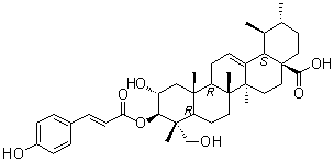 [2alpha,3beta(E),4alpha]-2,23-Dihydroxy-3-[[3-(4-hydroxyphenyl)-1-oxo-2-propenyl]oxy]-urs-12-en-28-oic acid molecular structure (CAS 143773-52-8)