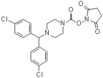 structure of CAS# 1438416-21-7, 2,5-Dioxopyrrolidin-1-yl 4-[bis(4-chlorophenyl)methyl]piperazine-1-carboxylate;MJN 110