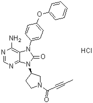 6-氨基-9-[(3R)-1-(2-丁炔酰基)-3-吡咯烷基]-7-(4-苯氧基苯基)-7,9-二氢-8H-嘌呤-8-酮盐酸盐分子结构 (CAS 1439901-97-9)