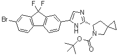 structure of CAS# 1441670-89-8, (6S)-6-[5-(7-Bromo-9,9-difluoro-9H-fluoren-2-yl)-1H-imidazol-2-yl]-5-azaspiro[2.4]heptane-5-carboxylic acid 1,1-dimethylethyl ester