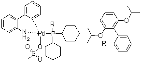 结构式 CAS# 1445085-77-7, [2'-(氨基)[1,1'-联苯]-2-基][[2',6'-二(异丙氧基)[1,1'-联苯]-2-基]二环己基膦](甲烷磺酸)钯