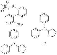 结构式 CAS# 1445086-28-1, 甲烷磺酸基[1,1'-双(二苯基膦基)二茂铁)](2'-氨基-1,1'-联苯-2-基)钯(II)
