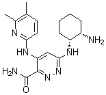 structure of CAS# 1446790-62-0, 6-[[(1R,2S)-2-Aminocyclohexyl]amino]-4-[(5,6-dimethyl-2-pyridinyl)amino]-3-pyridazinecarboxamide;9021