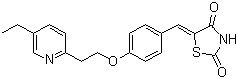 结构式 CAS# 144809-28-9, 5-[[4-[2-(5-乙基-2-吡啶基)-乙氧基]苯基]亚甲基]-2,4-噻唑烷二酮