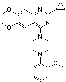 structure of CAS# 1448895-09-7, 2-Cyclopropyl-6,7-dimethoxy-4-(4-(2-methoxyphenyl)piperazin-1-yl)quinazoline;ML 314