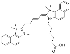 结构式 CAS# 1449661-34-0, 2-(5-(3-(5-羧基戊基)-1,1-二甲基-1,3-二氢-2H-苯并[e]吲哚-2-亚基)五-1,3-二烯-1-基)-1,1,3-三甲基-1H-苯并[e]吲哚-3-鎓