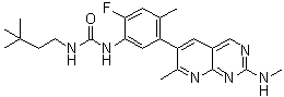 结构式 CAS# 1454682-72-4, N-(3,3-二甲基丁基)-N'-[2-氟-4-甲基-5-[7-甲基-2-(甲基氨基)吡啶并[2,3-d]嘧啶-6-基]苯基]脲