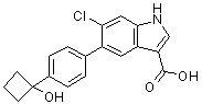 结构式 CAS# 1467057-23-3, 6-氯-5-[4-(1-羟基环丁基)苯基]-1H-吲哚-3-羧酸