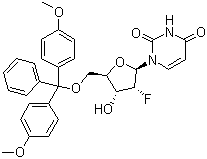 structure of CAS# 146954-74-7, 5'-O-[Bis(4-methoxyphenyl)(phenyl)methyl]-2'-deoxy-2'-fluorouridine;2'-Deoxy-5'-O-DMT-2'-fluorouridine