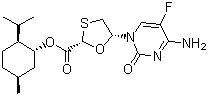 5-(4-Amino-5-fluoro-2-oxo-1(2H)-pyrimidinyl)-1,3-oxathiolane-2-carboxylic acid 5-methyl-2-(1-methylethyl)cyclohexyl ester molecular structure (CAS 147126-75-8)
