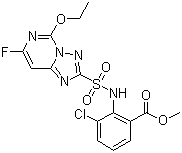 structure of CAS# 147150-35-4, Cloransulam-methyl;Methyl 3-chloro-2-[(5-ethoxy-7-fluoro-[1,2,4]triazolo[5,1-c]pyrimidin-2-yl)sulfonylamino]benzoate