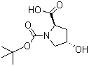 结构式 CAS# 147266-92-0, N-叔丁氧羰基-反式-4-羟基-D-脯氨酸