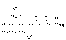 structure of CAS# 147511-69-1, Pitavastatin;(3R,5S,6E)-7-(2-Cyclopropyl-4-(4-fluorophenyl)quinolin-3-yl)-3,5-dihydroxyhept-6-enoic acid