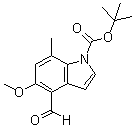 structure of CAS# 1481631-51-9, 4-Formyl-5-methoxy-7-methyl-1H-indole-1-carboxylic acid 1,1-dimethylethyl ester