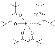 Tris(2,2,6,6-tetramethyl-3,5-heptanedionato)iron molecular structure (CAS 14876-47-2)