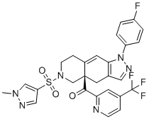 structure of CAS# 1496510-51-0, Relacorilant;[(4aR)-1-(4-fluorophenyl)-6-(1-methylpyrazol-4-yl)sulfonyl-4,5,7,8-tetrahydropyrazolo[3,4-g]isoquinolin-4a-yl]-[4-(trifluoromethyl)pyridin-2-yl]methanone