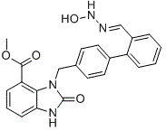 structure of CAS# 1499167-72-4, Azilsartan Impurity 8;methyl 3-[[4-[2-[(E)-(hydroxyhydrazinylidene)methyl]phenyl]phenyl]methyl]-2-oxo-1H-benzimidazole-4-carboxylate