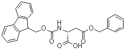 structure of CAS# 150009-58-8, N-[(9H-Fluoren-9-ylmethoxy)carbonyl]-D-aspartic acid 4-(phenylmethyl) ester