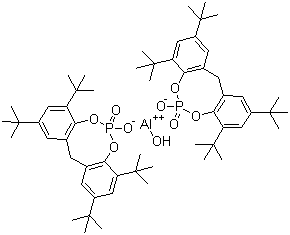 structure of CAS# 151841-65-5, Aluminium hydroxybis[2,2'-methylen-bis(4,6-di-tert-butylphenyl)phosphate];Bis(2,4,8,10-tetra-tert-butyl-6-hydroxy-12H-dibenzo[d,g][1,3,2]dioxaphosphocin-6-oxide) aluminum hydroxide