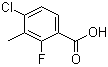 结构式 CAS# 153556-55-9, 4-氯-2-氟-3-甲基苯甲酸
