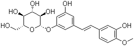 structure of CAS# 155-58-8, Rhapontin;3-Hydroxy-5-[2-(3-hydroxy-4-methoxyphenyl)vinyl]phenyl-beta-D-glucopyranoside