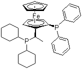 (2R)-1-[(1R)-1-(Dicyclohexylphosphino)ethyl]-2-(diphenylphosphino)ferrocene molecular structure (CAS 155806-35-2)