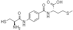 结构式 CAS# 156707-43-6, N-[4-[[(2R)-2-氨基-3-巯基-1-氧代丙基]氨基]苯甲酰基]-L-蛋氨酸
