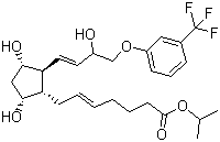 structure of CAS# 157283-68-6, Travoprost;Propan-2-yl (E)-7-[(1R,2S,3R,5S)-3,5-dihydroxy-2-[(E)-3-hydroxy-4-[3-(trifluoromethyl)phenoxy]but-1-enyl]cyclopentyl]hept-5-enoate